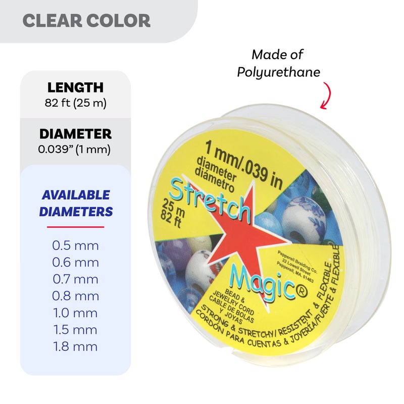 Stretch Magic Elastic Beading Cord â€“ Clear Color, 1mm in Diameter, 25-Meter (82 ft) - Easy to Knot, Strong & Stretchy String for Making Beaded Jewelry - Image 3